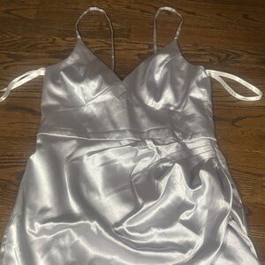 Azazie Silver Strapless Dress